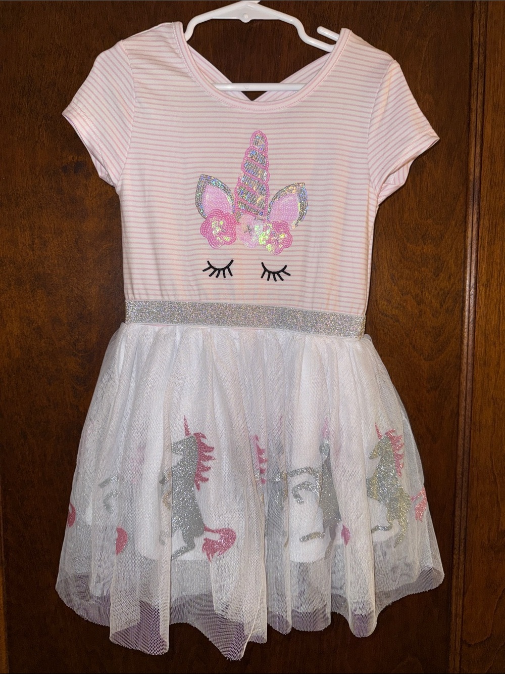 btween Pink and White Unicorn Tulle Dress